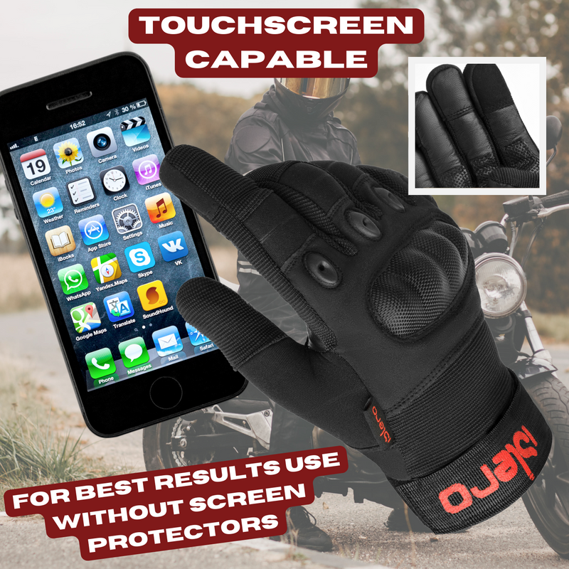 ISLERO HEAVY DUTY ALL WEATHER MOTOR BIKE FULL FINGER BLACK GLOVES