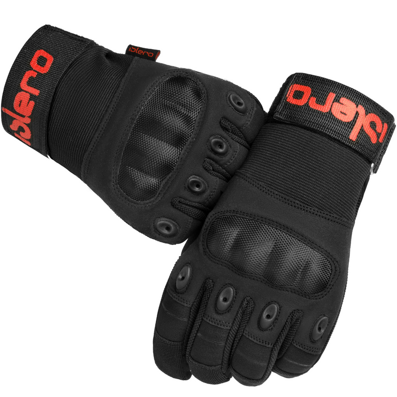 ISLERO HEAVY DUTY ALL WEATHER MOTOR BIKE FULL FINGER BLACK GLOVES