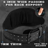 EVO Fitness 6” Matte Black Weight Lifting Belt With 18" Wrist Straps