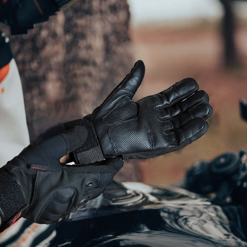 ISLERO HEAVY DUTY ALL WEATHER MOTOR BIKE FULL FINGER BLACK GLOVES