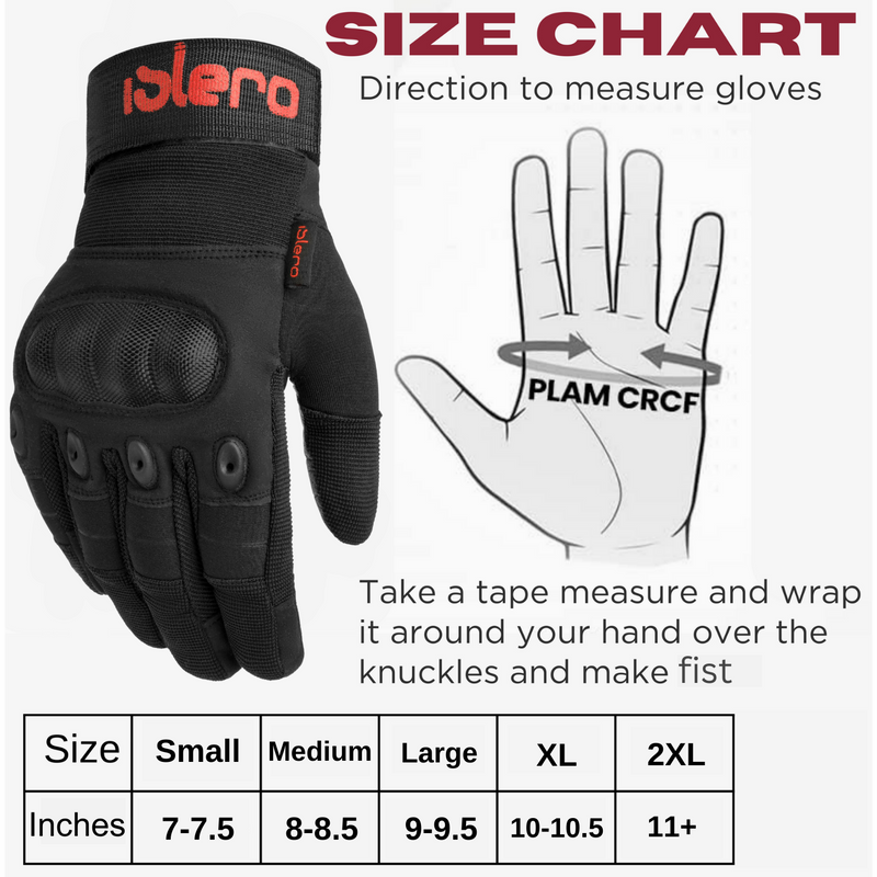 ISLERO HEAVY DUTY ALL WEATHER MOTOR BIKE FULL FINGER BLACK GLOVES