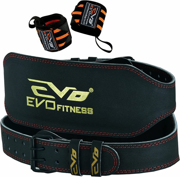 EVO 4" 6" PURE LEATHER GYM BELTS WEIGHTLIFTING BACK SUPPORT STRAP BODYBUILDING W - EVO Fitness