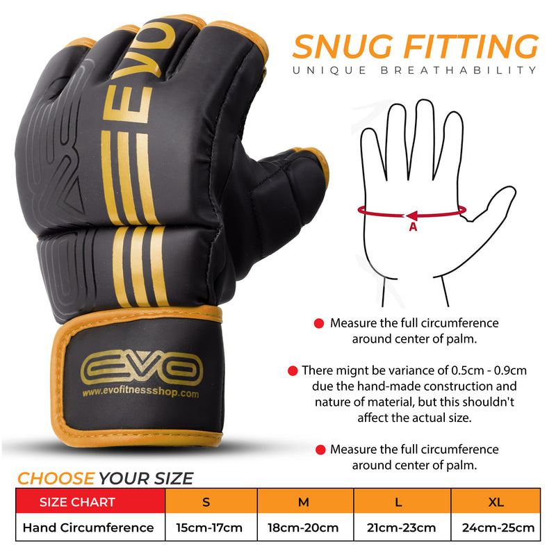 EVO Fitness Matte GOLDEN MMA Gloves - EVO Fitness