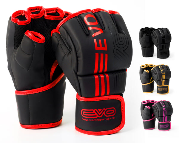 EVO Fitness Matte RED-Black MMA Gloves - EVO Fitness