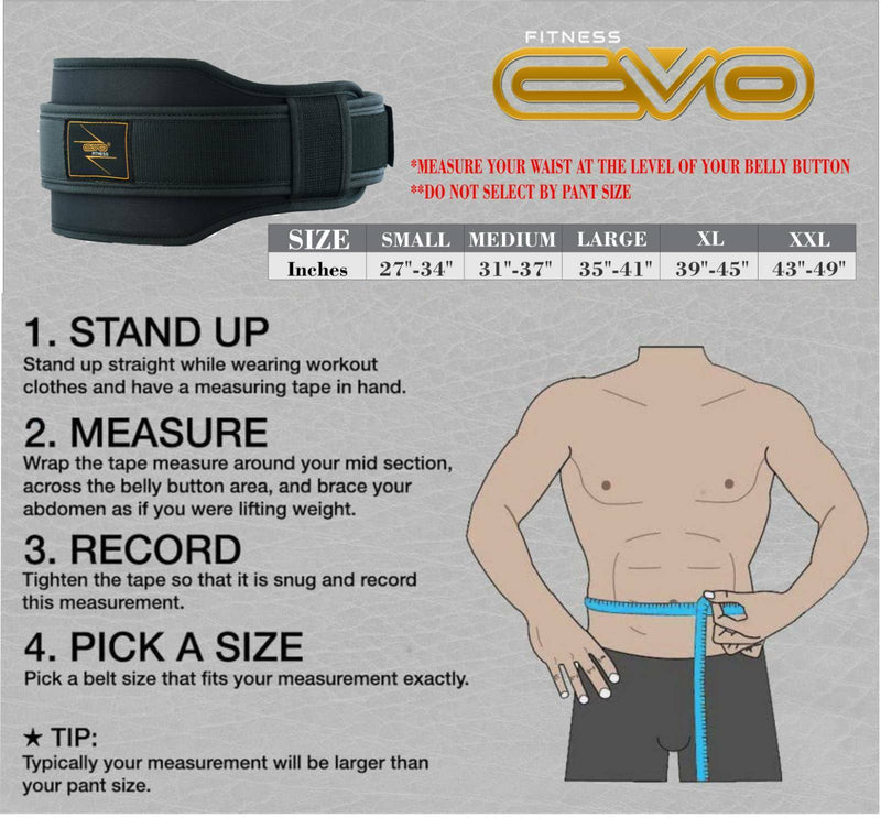 EVO Fitness Weight Lifting Belt Gym Training Neoprene Workout Double Support W - EVO Fitness