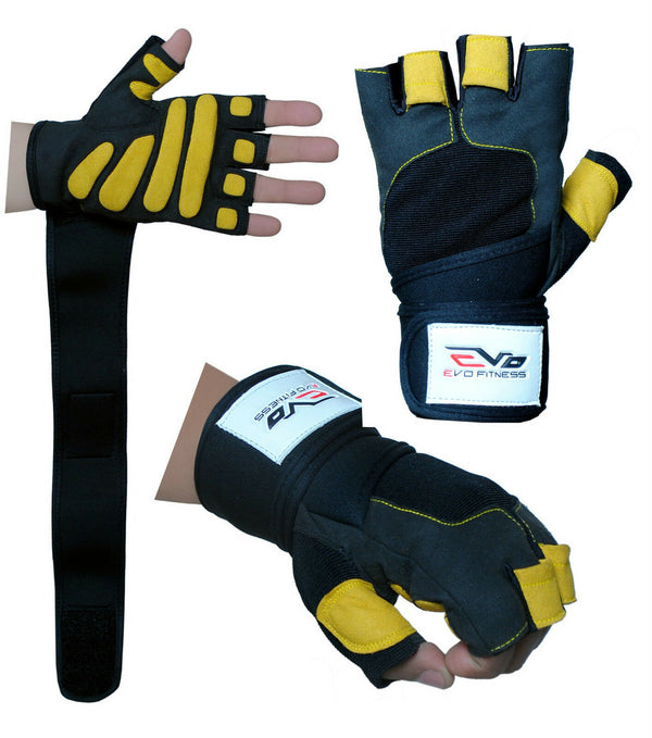 EVO Fitness Gym Gloves Weight lifting Wrist Support Straps,Bodybuilding,Cycling - EVO Fitness