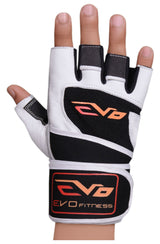 EVO Leather Cycling Gloves Weightlifting Gym Neoprene Support Wrist Wraps Straps - EVO Fitness