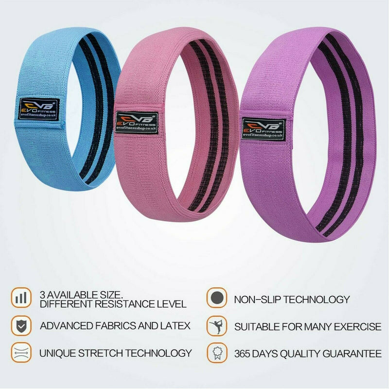 EVO Ladies Fabric Resistance Bands Elastic Exercise & Expanders HIP CIRCLE Glute - EVO Fitness