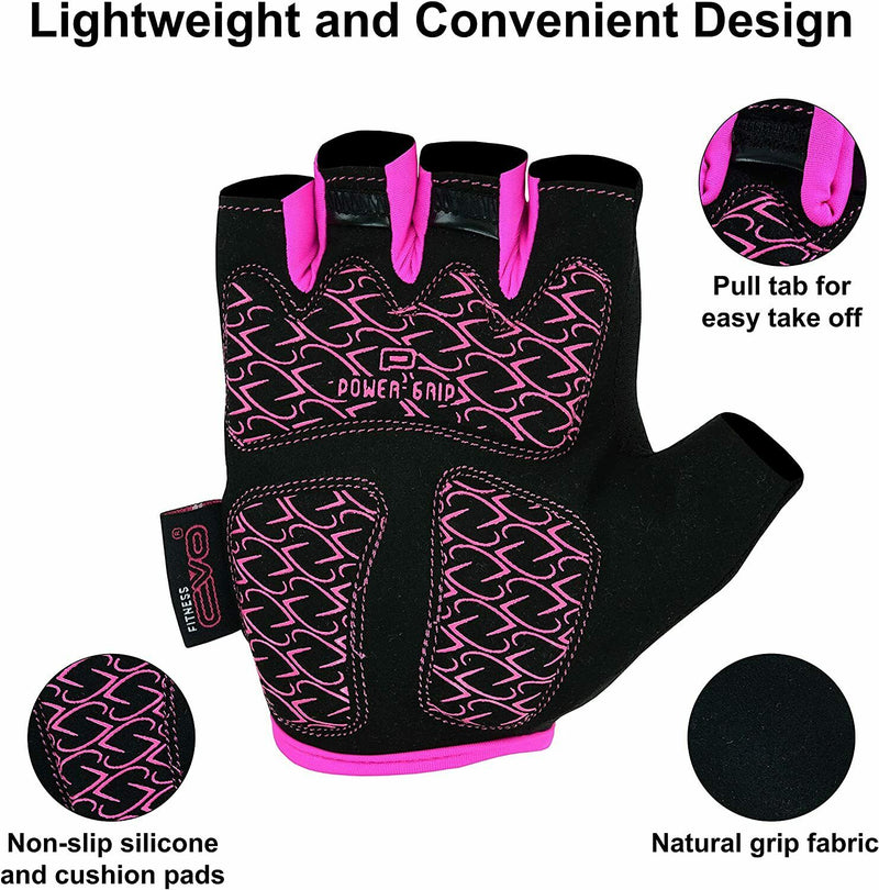 EVO Fitness Pink Weight Lifting Gym Gloves