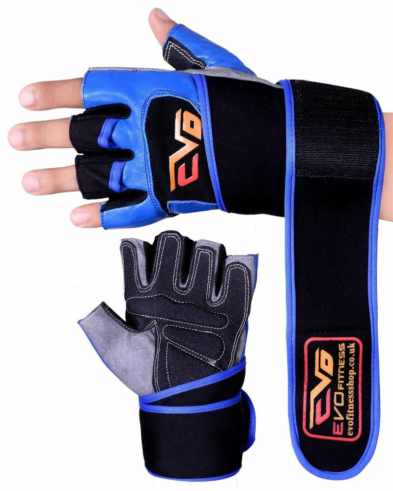 EVO Fitness Pure Leather Blue Gloves