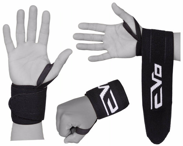 EVO Weightlifting wrist Support Wraps 18" Gym Straps Elasticated Bandage Fitness - EVO Fitness