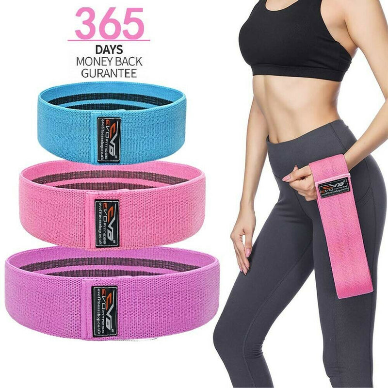 EVO Ladies Fabric Resistance Bands Elastic Exercise & Expanders HIP CIRCLE Glute - EVO Fitness